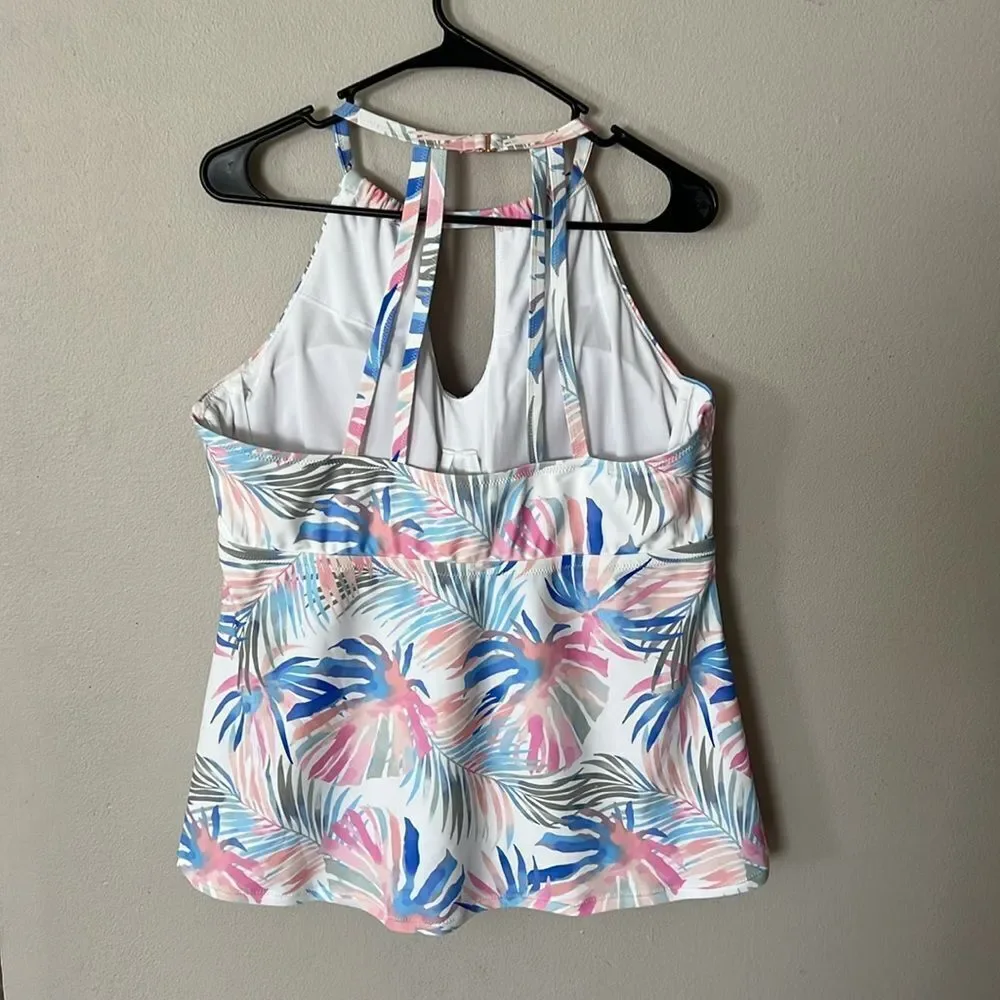 Raisins Curvy Rosalie Keyhole Halter Neck Tankini Swimsuit Top and Bottom 20W